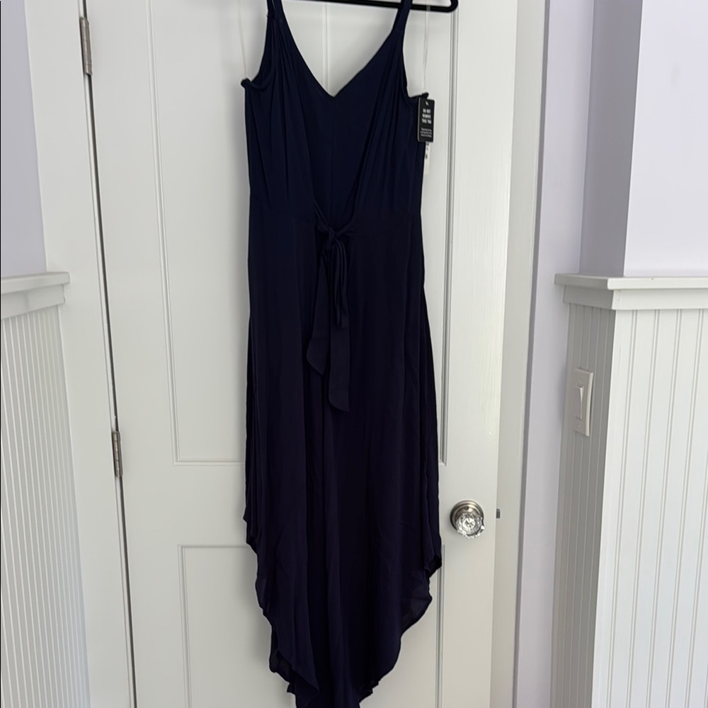 Express Navy Asymmetrical Jumpsuit